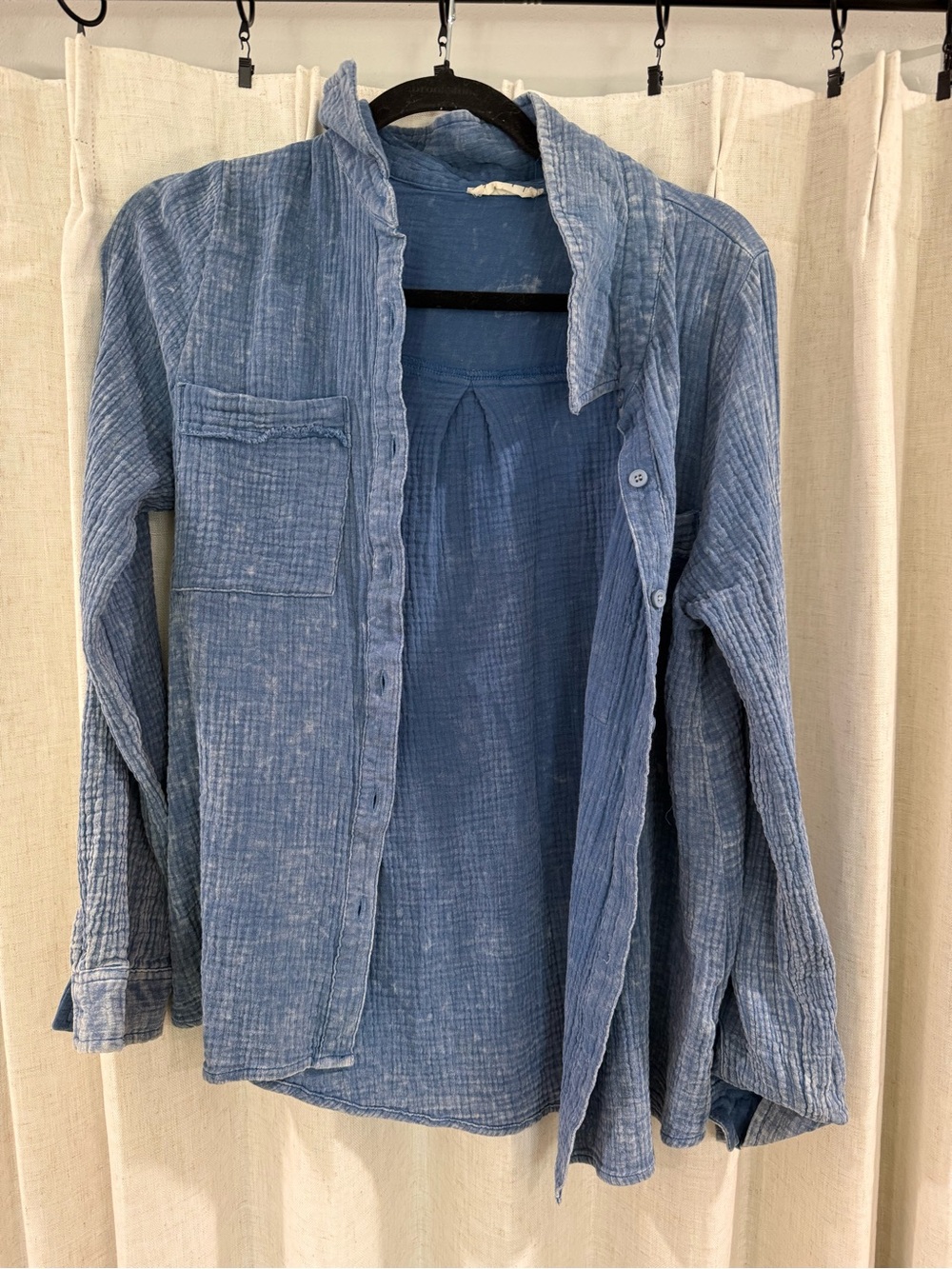 Women's Lightweight Blue Button-Up Blouse